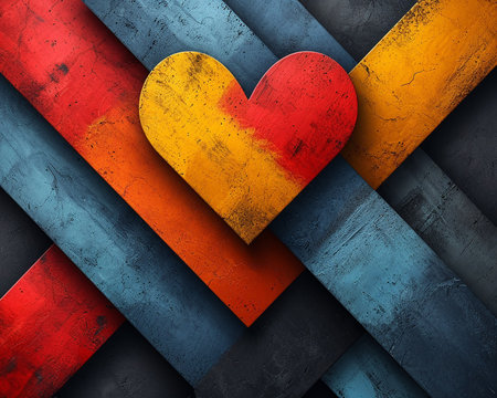 Greeting card with a heart, a picture on the theme of Valentine's Day, a presentation of love between people. Generated by AI.の素材