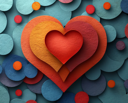 Greeting card with a heart, a picture on the theme of Valentine's Day, a presentation of love between people. Generated by AI.の素材