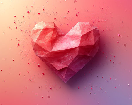 Greeting card with a heart, a picture on the theme of Valentine's Day, a presentation of love between people. Generated by AI.の素材