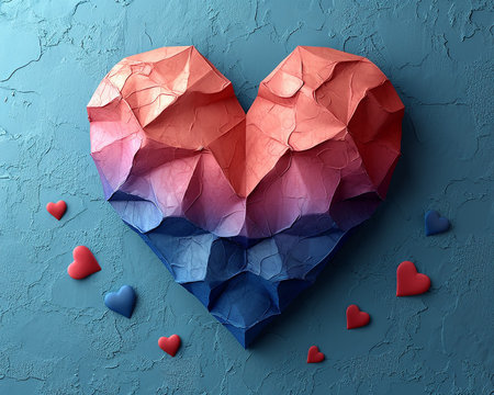 Greeting card with a heart, a picture on the theme of Valentine's Day, a presentation of love between people. Generated by AI.の素材