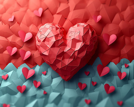 Greeting card with a heart, a picture on the theme of Valentine's Day, a presentation of love between people. Generated by AI.の素材