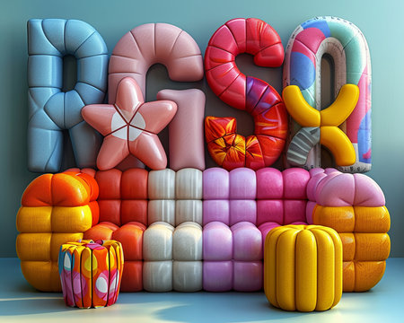 Beautiful 3D background with Latin letters RGSA, illustration for banner, presentation, visual design. Generated by AI.の素材