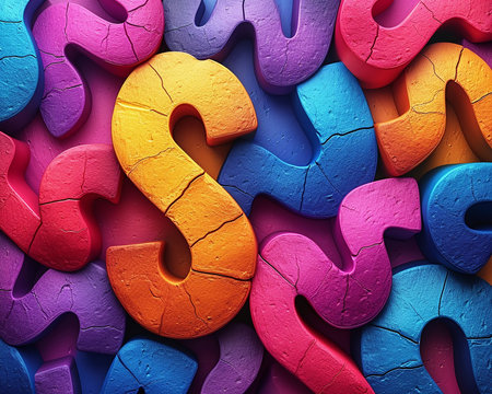 Beautiful 3D background with letters of the Latin alphabet, illustration for banner, presentation, visual design. Generated by AI.の素材