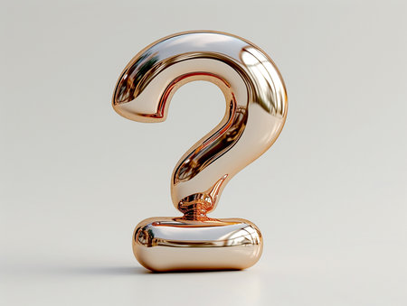 Textured metal 3D question mark on a light background. Problems and issues of society, design element for banners, presentations. AI generated.の素材