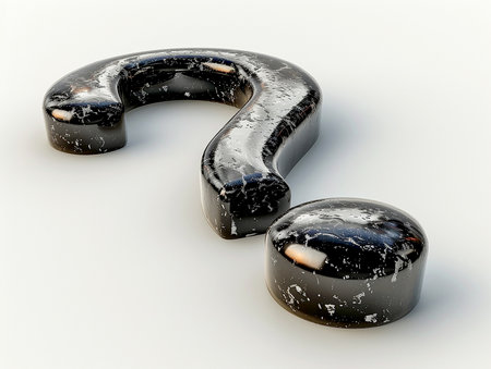 Textured stone 3D question mark on a light background. Problems and issues of society, design element for banners, presentations. AI generated.の素材