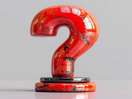 Textured stone 3D question mark on a light background. Problems and issues of society, design element for banners, presentations. AI generated.の素材