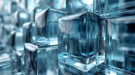 Beautiful glass block background, illustration for banner, presentation, visual design. Generated by AI.の素材