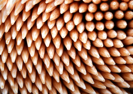 Delicate toothpicks are expertly arranged, highlighting unique textures.の写真素材
