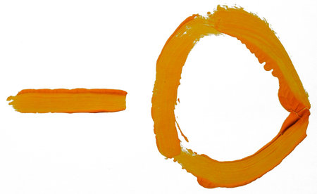 Bright orange brush strokes create a modern, abstract design showcasing art.の写真素材