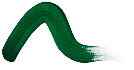 A bold green paint stroke flows elegantly across a white surface, showing casing artistry.の写真素材