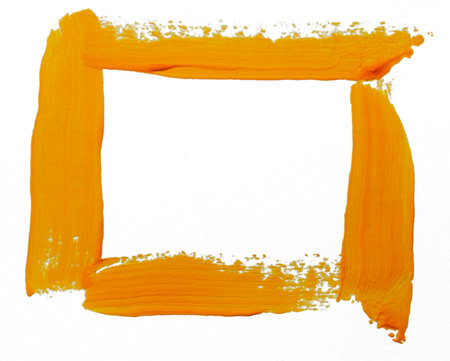 A vibrant orange frame with expressive strokes sparks creativity.の写真素材