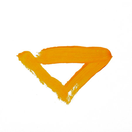 Bright orange paint creates an abstract shape on canvas, igniting imagination.の写真素材