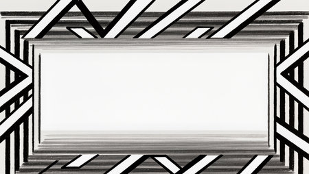 Bold black and white lines create an energetic frame around a blank space.の素材