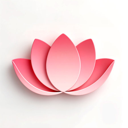 Soft shades of pink form a beautiful lotus flower, symbolizing peace and harmony.の素材