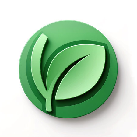 A vibrant green symbol representing growth and eco-consciousness in design.の素材