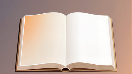 An open book awaits fresh ideas in a serene, sunlit space.の素材