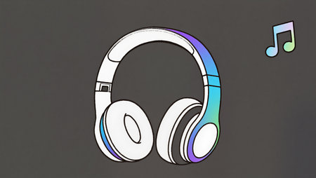 Stylish headphones float against a plain backdrop, evoking a sense of music enjoyment.の素材