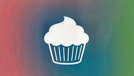 A sweet cupcake is showcased against a vibrant and colorful background, evoking happiness.の素材