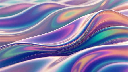 Vivid shades of purple and teal swirl together in graceful undulating forms.の素材