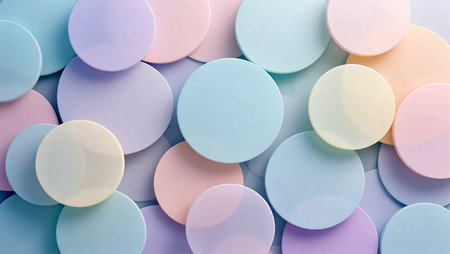 Soft circles in shades of blue, pink, and lavender blend together beautifully.の素材