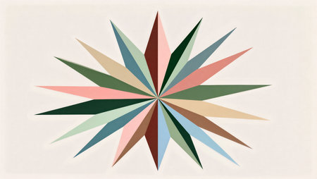 A burst of colorful geometric shapes creates an eye-catching visual display.の素材