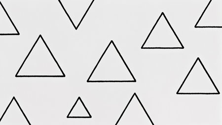 Black outline triangles create a stylish, modern pattern on a light backdrop.の素材