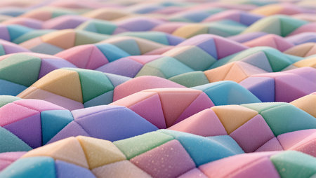 Soft pastel-colored shapes undulate in harmonious waves of artistic design.の素材