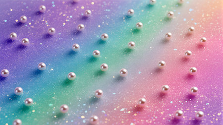 Pearls are meticulously placed on a shimmering gradient, creating a magical effect.の素材