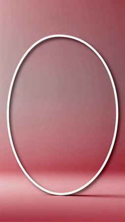 An elegant oval frame stands alone, casting soft shadows on a rich backdrop.の素材