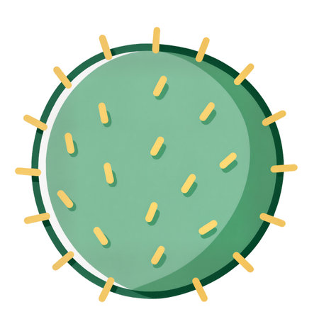 A vivid round green cactus with yellow spikes, showing nature's beauty.の素材