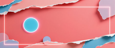 Bright pastel colors blend harmoniously with textured torn paper edges.の素材