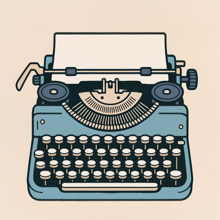 A classic typewriter sits on a wooden desk, inviting inspired thoughts during writing.の素材