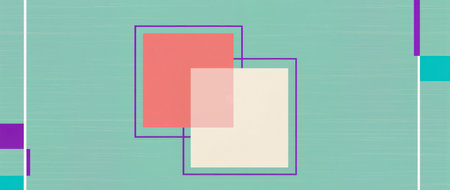 Colorful rectangles intersect in an artistic display against a soothing backdrop.の素材