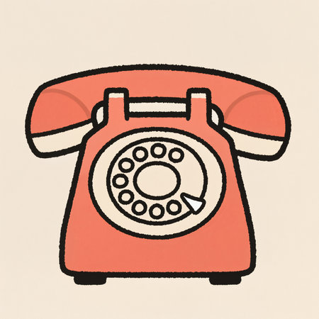 Bright red rotary phone sits on a simple backdrop, evoking a sense of nostalgia.の素材