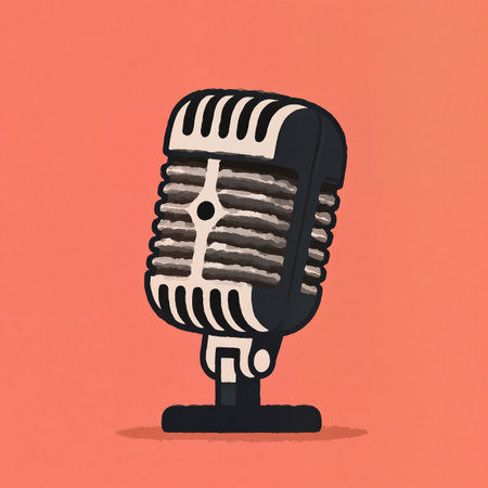 A classic microphone captures the essence of music and performance, exuding charm.の素材