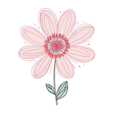 A beautiful pink flower blooms with detailed petals and lush green leaves.の素材