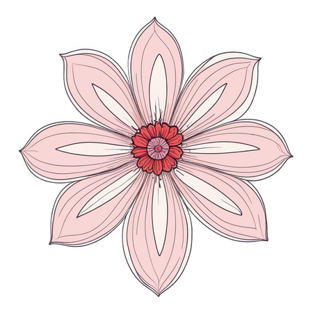 Delicate pink petals surround a striking red center bursting with life and color.の素材