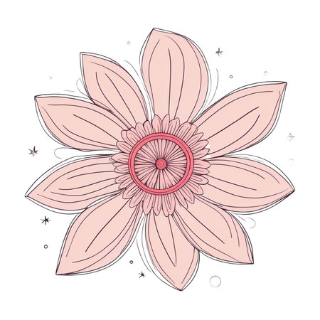 Delicate pink flower showcases intricate petals and a vibrant center detail.の素材