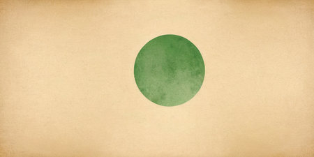 Simple green circle against a subtle beige backdrop evokes serenity and balance.の素材