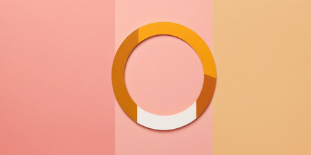 Soft pastels create a serene backdrop for a vibrant circular design element.の素材