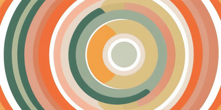 Vibrant circular patterns in warm earthy colors evoke feelings of tranquility and balance.の素材