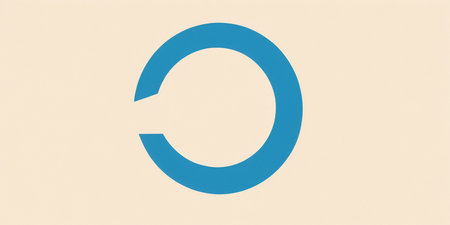A minimalist blue circle suggests motion and unity on a soft background, invoking calm.の素材