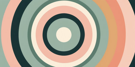 A vibrant arrangement of concentric circles in soft pastel tones captivates the viewer.の素材