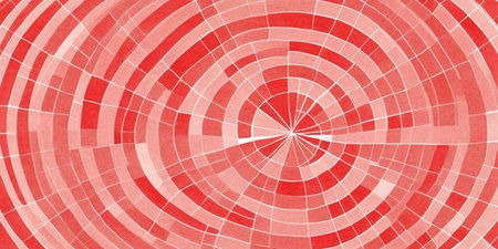 Vibrant red spirals radiate outward, forming a captivating geometric design.の素材