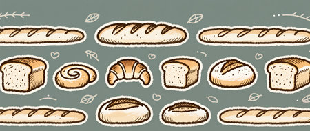 A delightful array of breads highlights artisanal baking skills and creativity.の素材