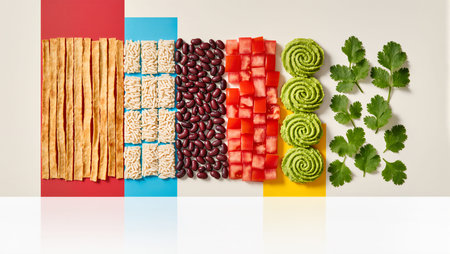 A vibrant arrangement of fresh ingredients, highlighting colors and textures.の素材