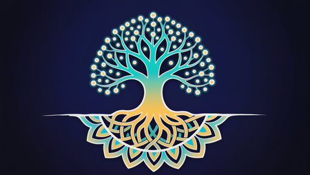 A beautifully crafted tree design symbolizes growth and connection to nature.の素材