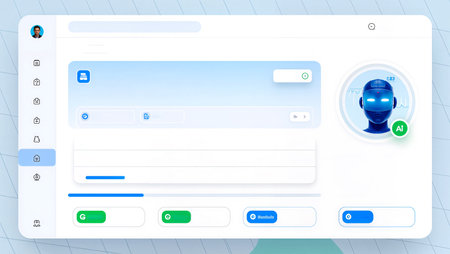 A sleek digital interface showcases advanced AI capabilities with a modern layout.の素材