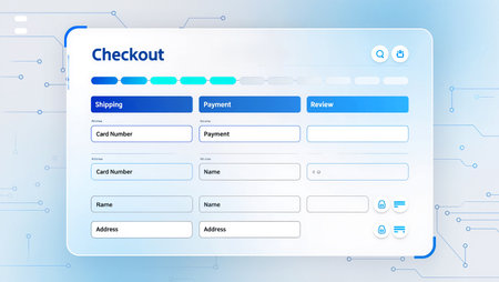 User interacts with a clean, simple checkout layout for online shopping.の素材