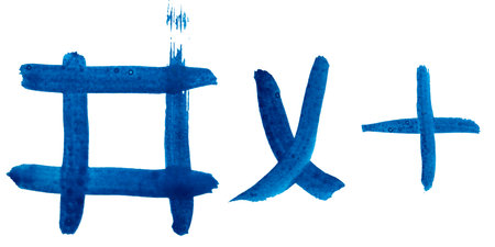 Vivid blue strokes create an abstract scene of unique shapes, sparkling curiosity.の写真素材